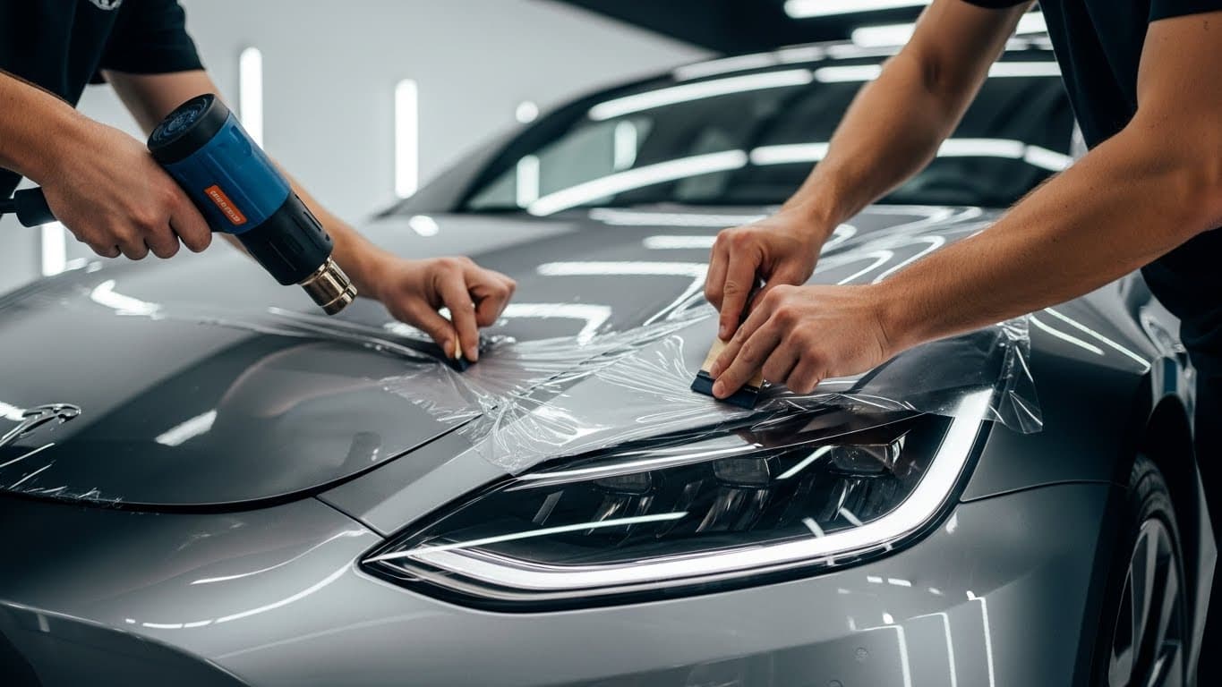 Professional PPF Installation on Tesla with Heat Gun